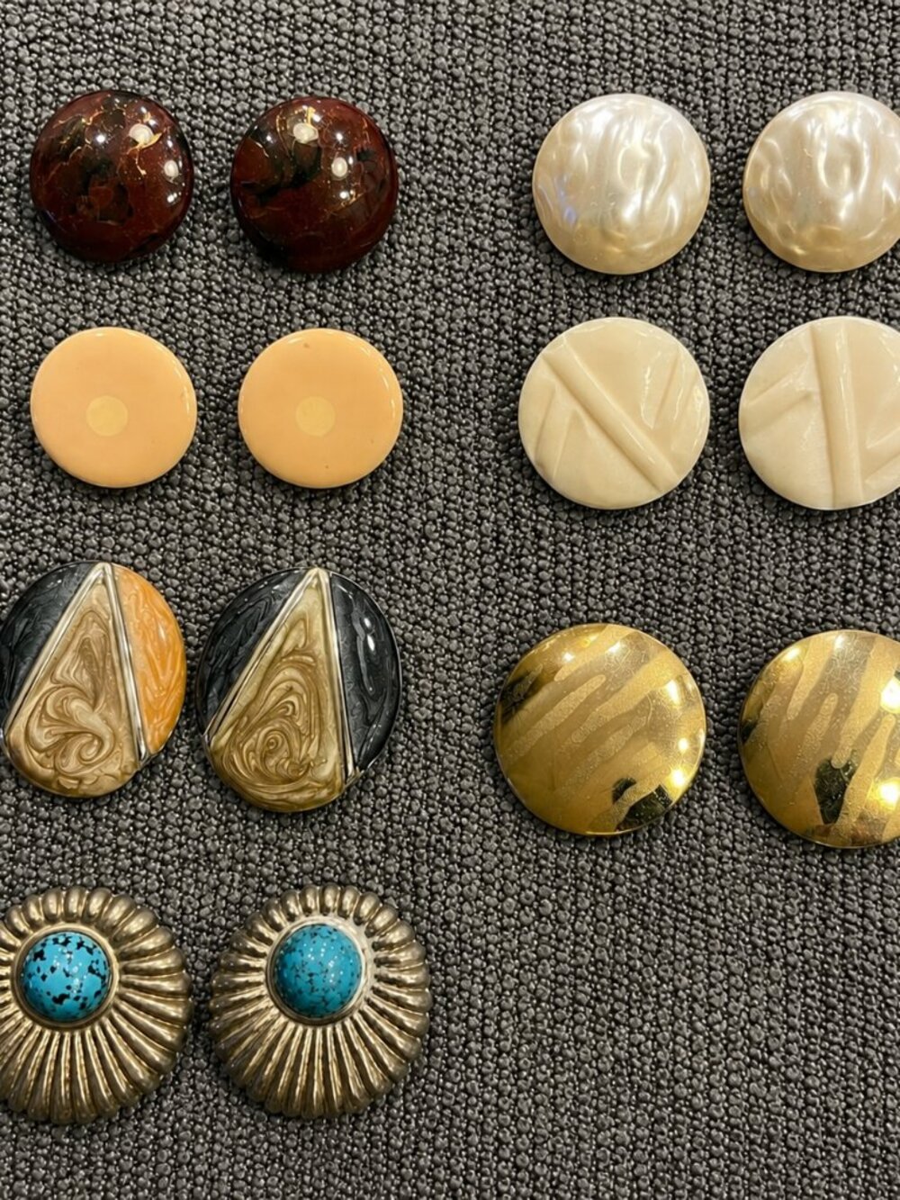 Vintage Stud Earrings Lot – 7 Pairs Retro Acrylic & Statement Earrings